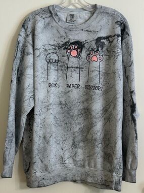 Cat Paw Print Rock, Paper, Scissors Graphic Sweatshirt